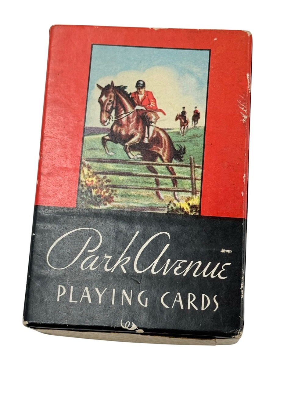 Park Avenue playing cards equestrian fox hunt theme vintage plastic coated New